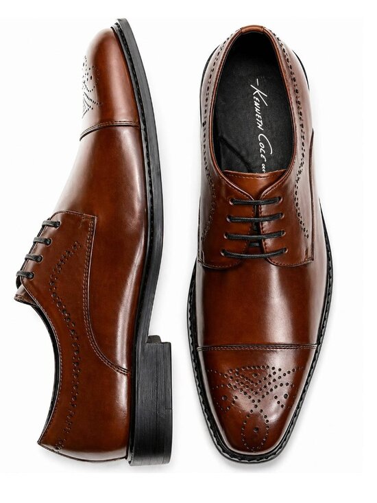 New Kenneth Cole Hustle Back Cognac Lace-Up Oxfords…Size 10.5